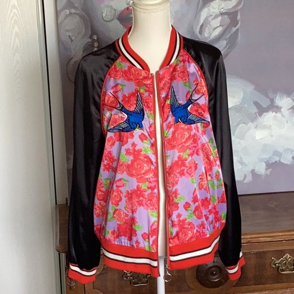 Satin baseball jacket - Picture 1 of 5